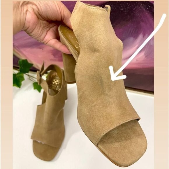 Vince Camuto Crebellan Block Heel Suede Sandal in Tan Size 8.5 - Picture 11 of 15